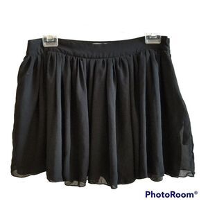 Forever 21 xxi Black Full Flirty Lined Miniskirt Size Large Micro Ultra Mini